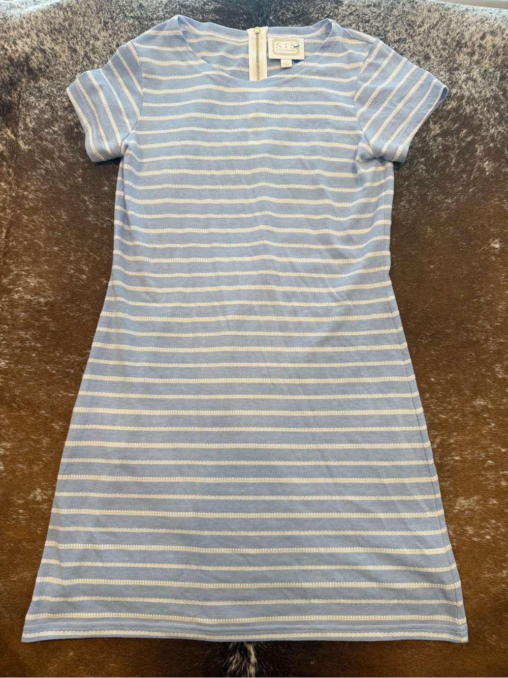 Sail to Sable Blue & White Striped Shift Dress Size Small